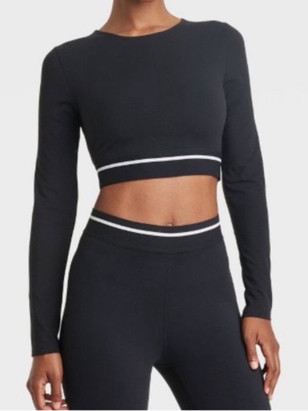JoyLab Black Athletic Long Sleeve Crop Top